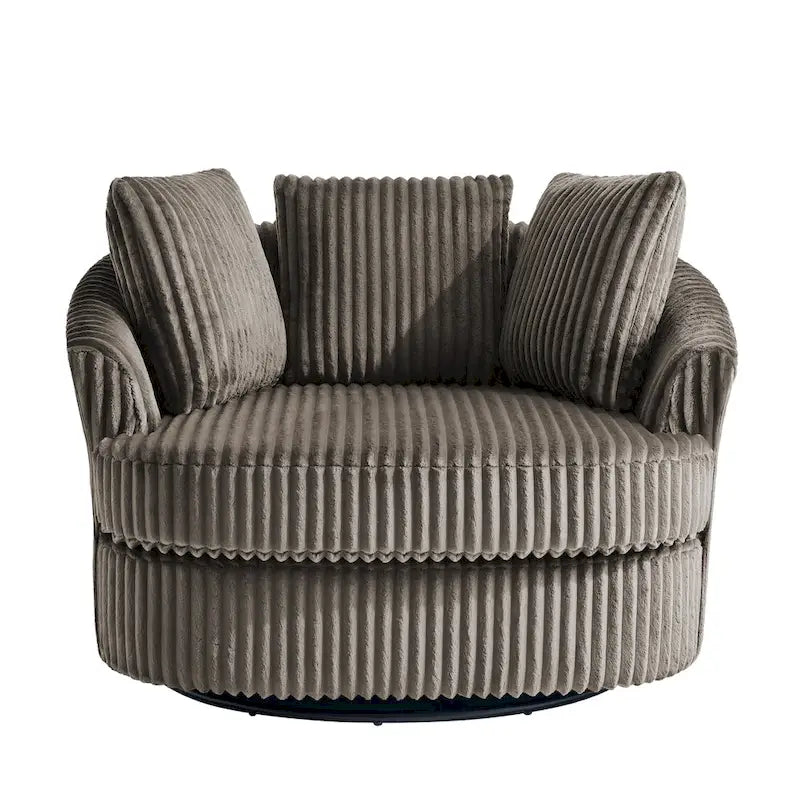 DREAMSIDEA 2 Set Recessed Arm Slipcovered Swivel Barrel Chair 36