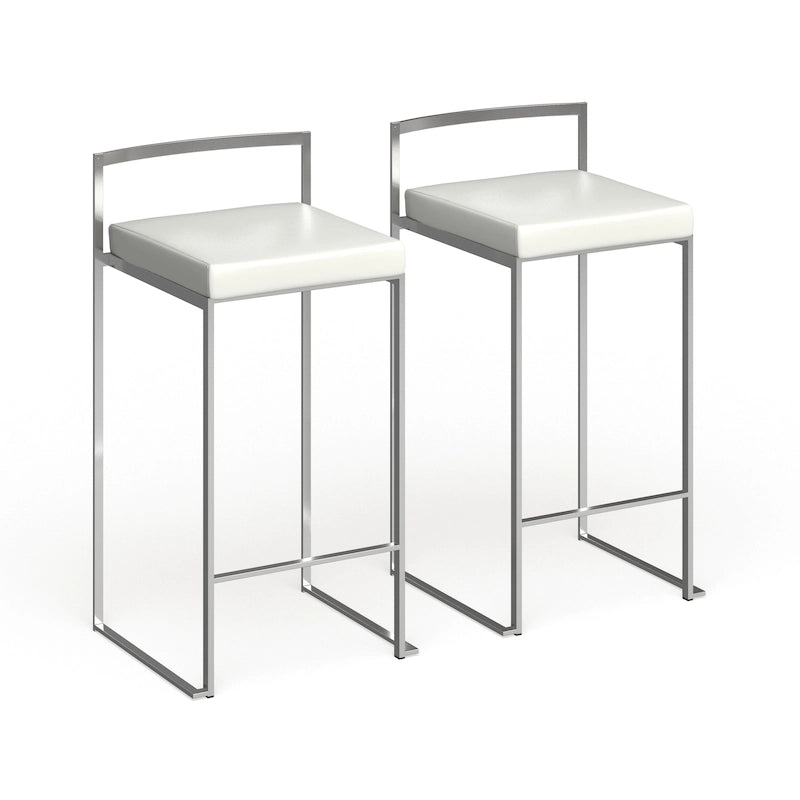 Sgabello da bancone impilabile in acciaio inossidabile completamente saldato Silver Orchid Forrest (set di 2) 8