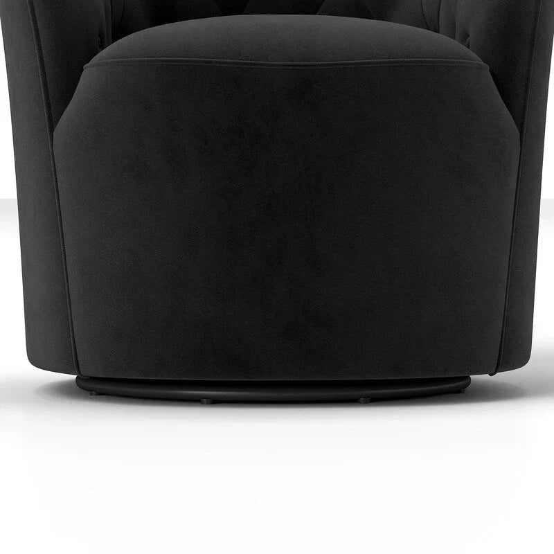 Velvet Upholstered 360 Degree Swivel Barrel Chair with Button Tufted Back 35
