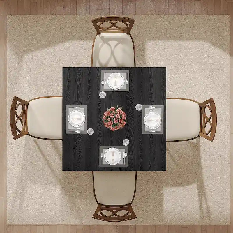 39.4 Inches Square 2-4 People Dining Table with Solid Wood Legs for Living Room Dining Room 15