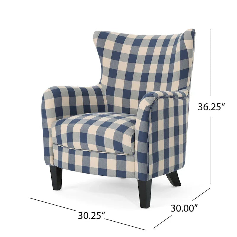 Modern Retro 30.25 High Back Upholstered Arm Chair with Wood Legs for Living Room 35