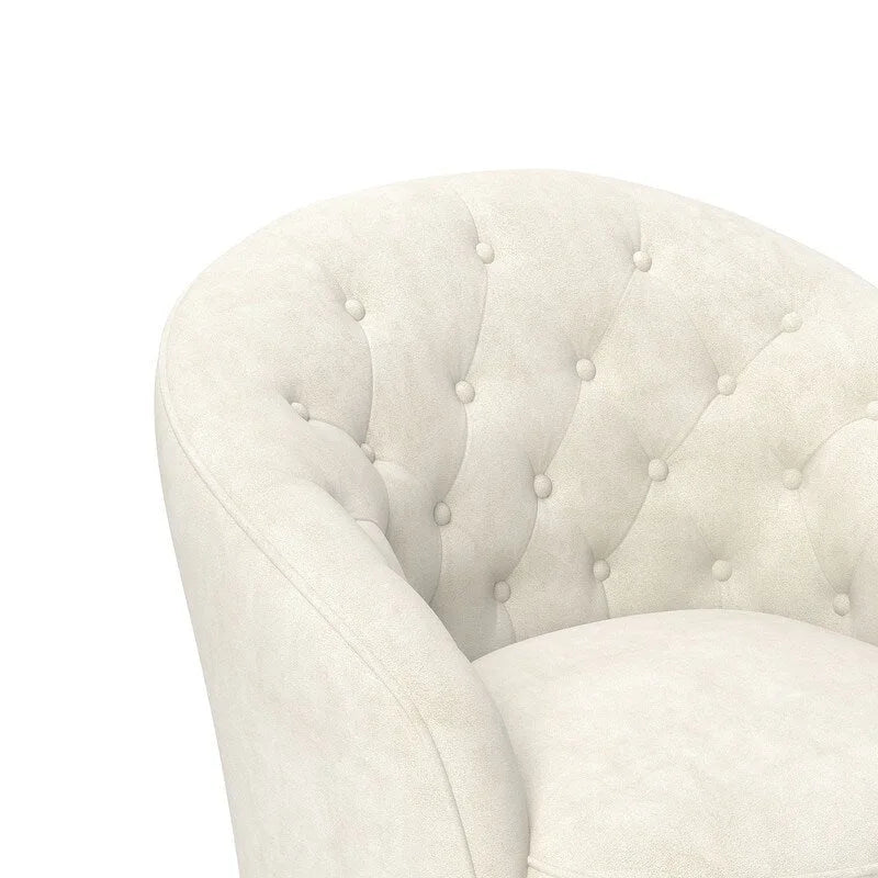Velvet Upholstered 360 Degree Swivel Barrel Chair with Button Tufted Back 39