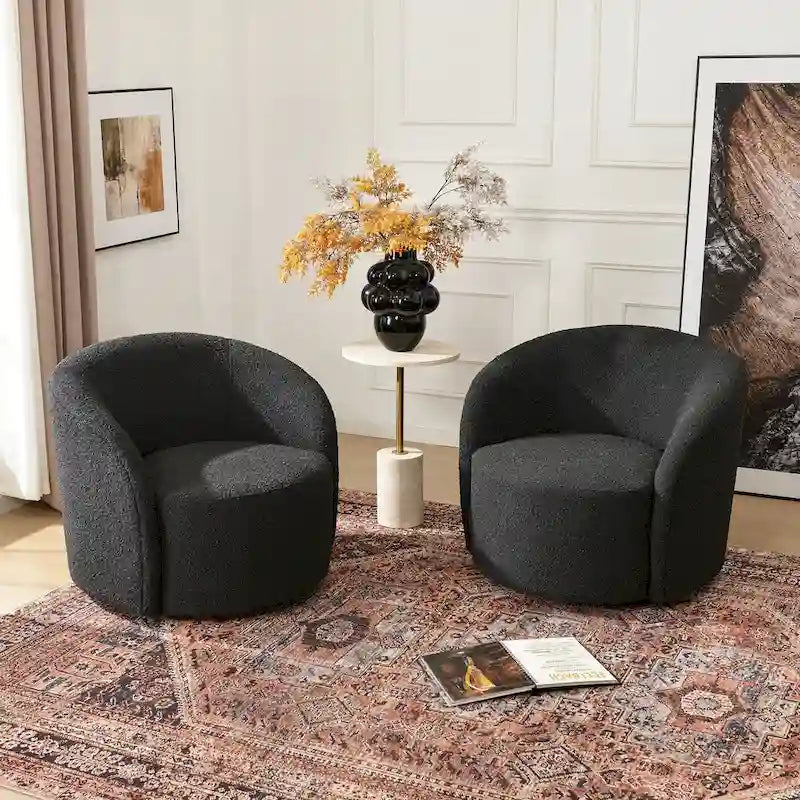 KINWELL 34 Wide Upholstered Swivel Accent Barrel Chair (Set of 2) 21