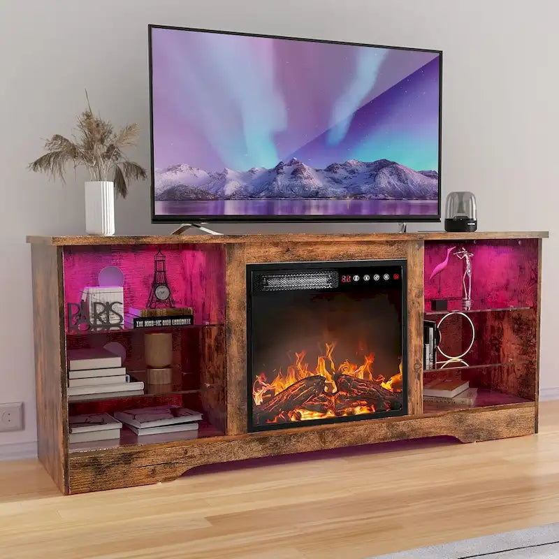 Bossin 58 Fireplace TV Stand with 18 Electric Fireplace,Modern Entertainment Center for 65 TVs,TV Console 6