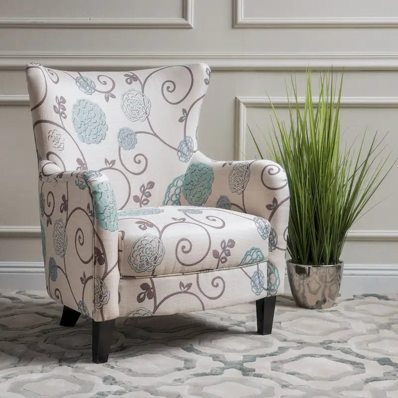 Modern Retro 30.25 High Back Upholstered Arm Chair with Wood Legs for Living Room 3