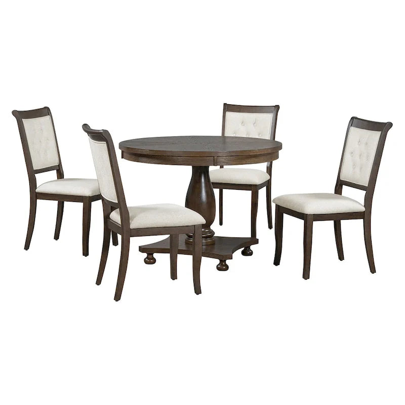 Set da pranzo da 5 pezzi Lak Retro con sedie imbottite di GDFStudio 29