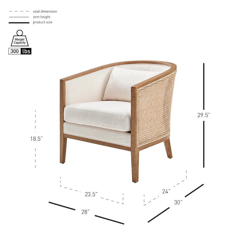 Tillman Linen Accent Arm Chair with Rattan 24