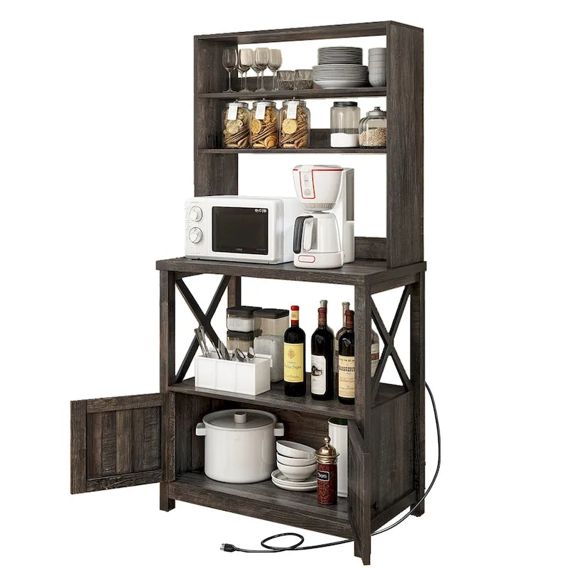 Moasis 5 Tier Kitchen Bakers Rack with Storage Shelves Microwave Oven Stand Kitchen Shelf Organizer 4