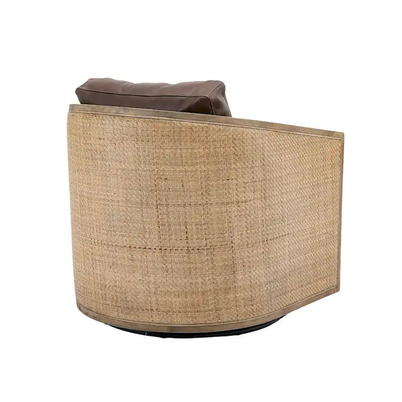 Poltrona a botte girevole, comoda poltrona rotonda d'accento, poltrona club a botte girevole a 360 gradi, poltrona relax con struttura in rattan intrecciato 39