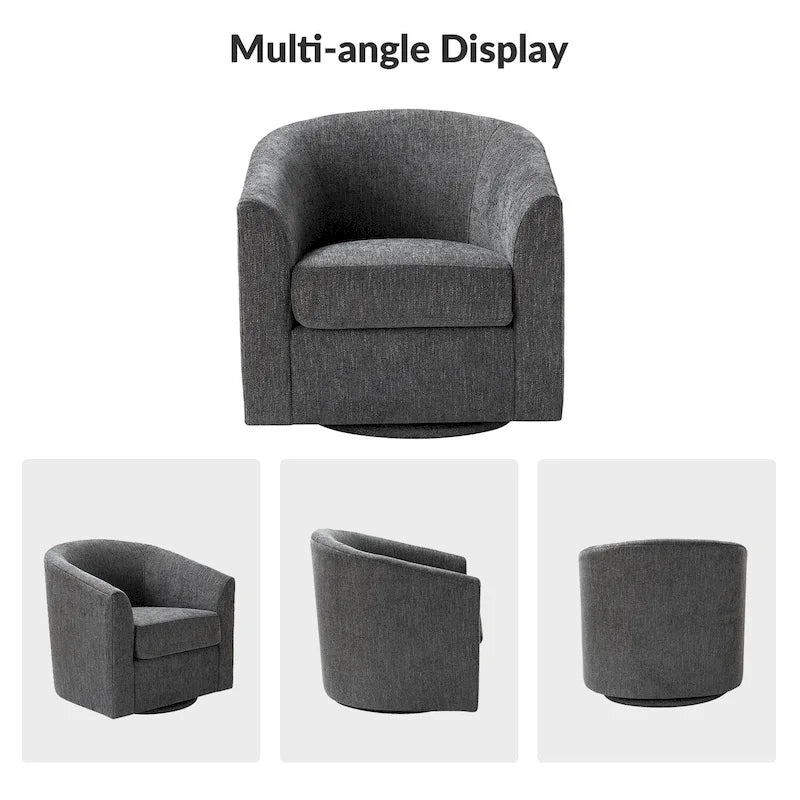 Cuenca Modern Upholstered Barrel Chair with Swivel Base 15