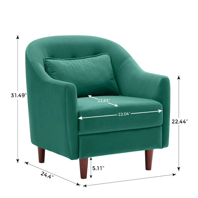 28.34W Set Of 2 Accent Armchair, Velvet Barrel Chair with Solid Wood Legs 21