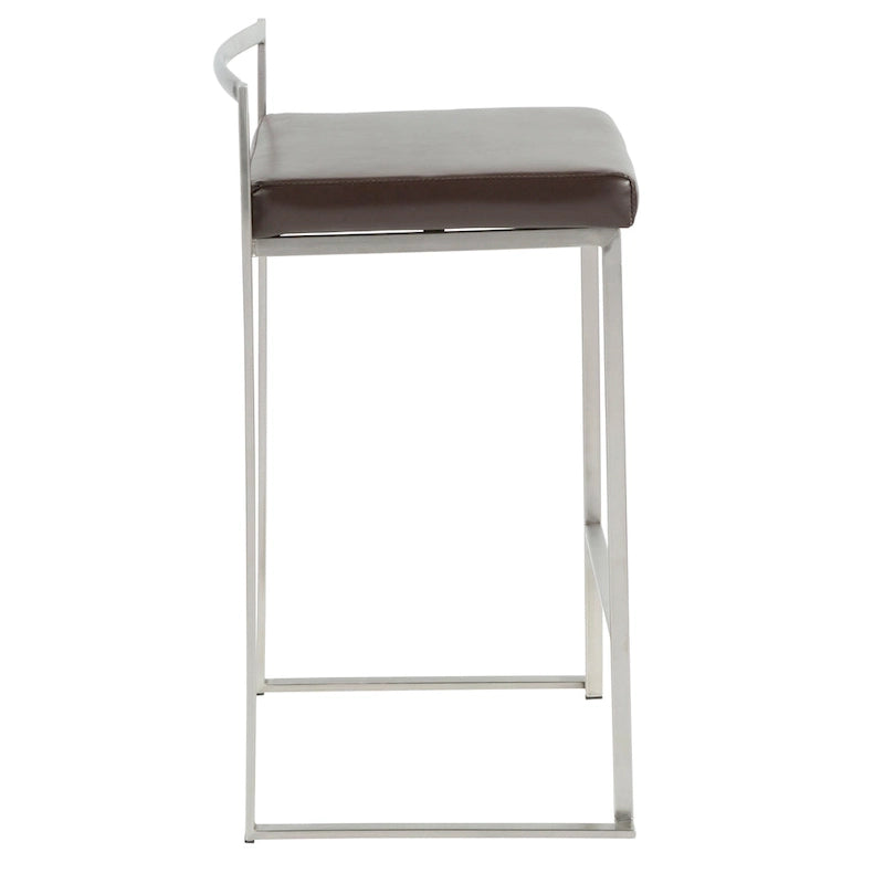 Sgabello da bancone impilabile in acciaio inossidabile completamente saldato Silver Orchid Forrest (set di 2) 38