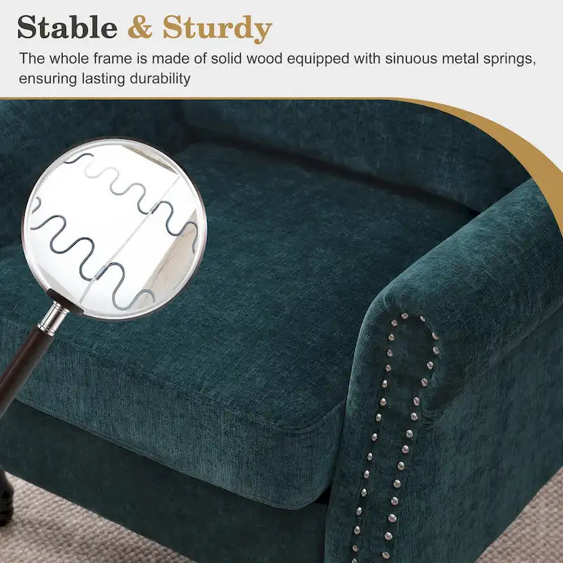 Modern Upholstered Armchair Nailhead Trim Accent Chair with Wood Legs 18