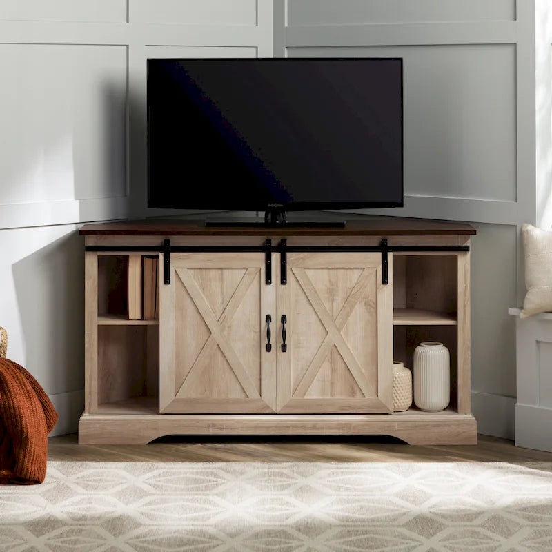 Middlebrook 52-inch Sliding Barn Door Corner TV Stand 18