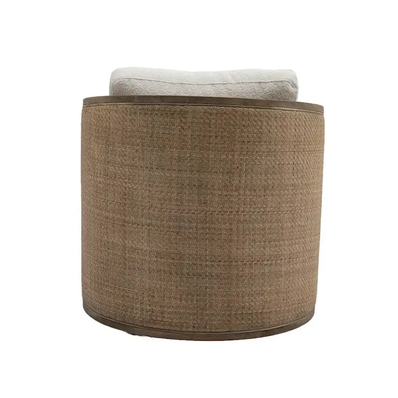 Poltrona a botte girevole, comoda poltrona rotonda d'accento, poltrona club a botte girevole a 360 gradi, poltrona relax con struttura in rattan intrecciato 14
