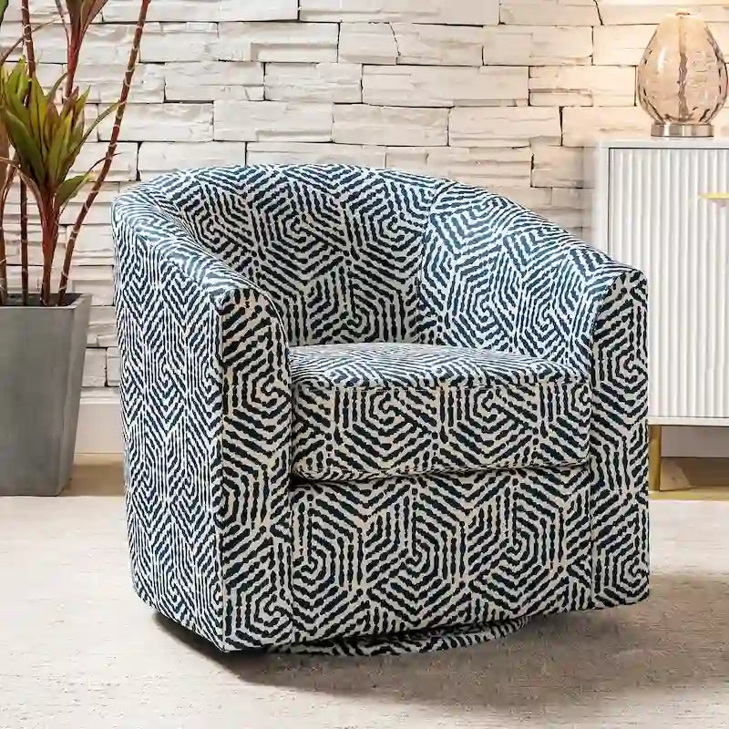 Cuenca Modern Upholstered Barrel Chair with Swivel Base 16