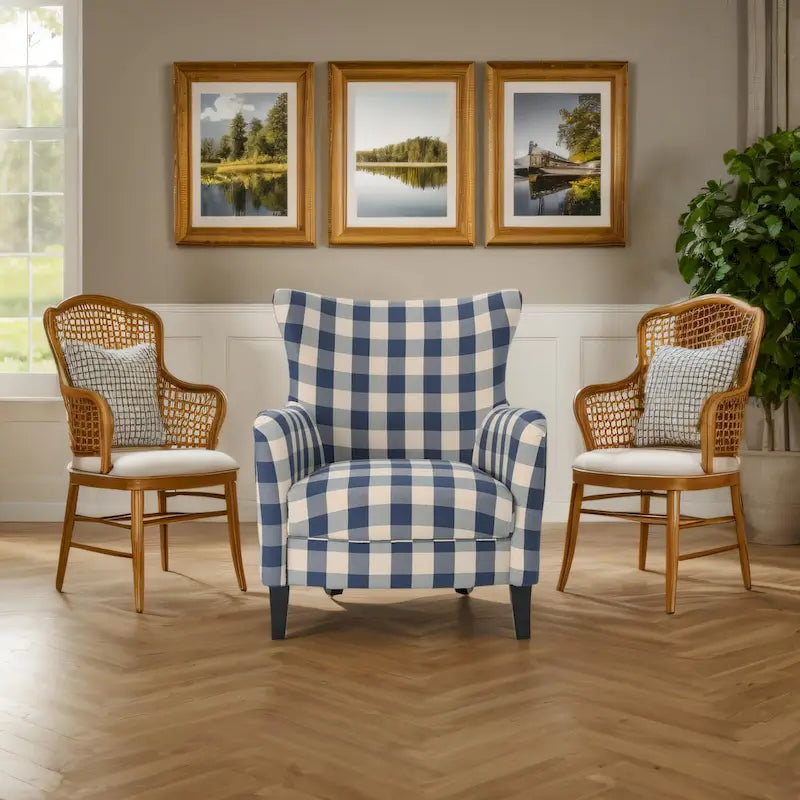 Modern Retro 30.25 High Back Upholstered Arm Chair with Wood Legs for Living Room 31