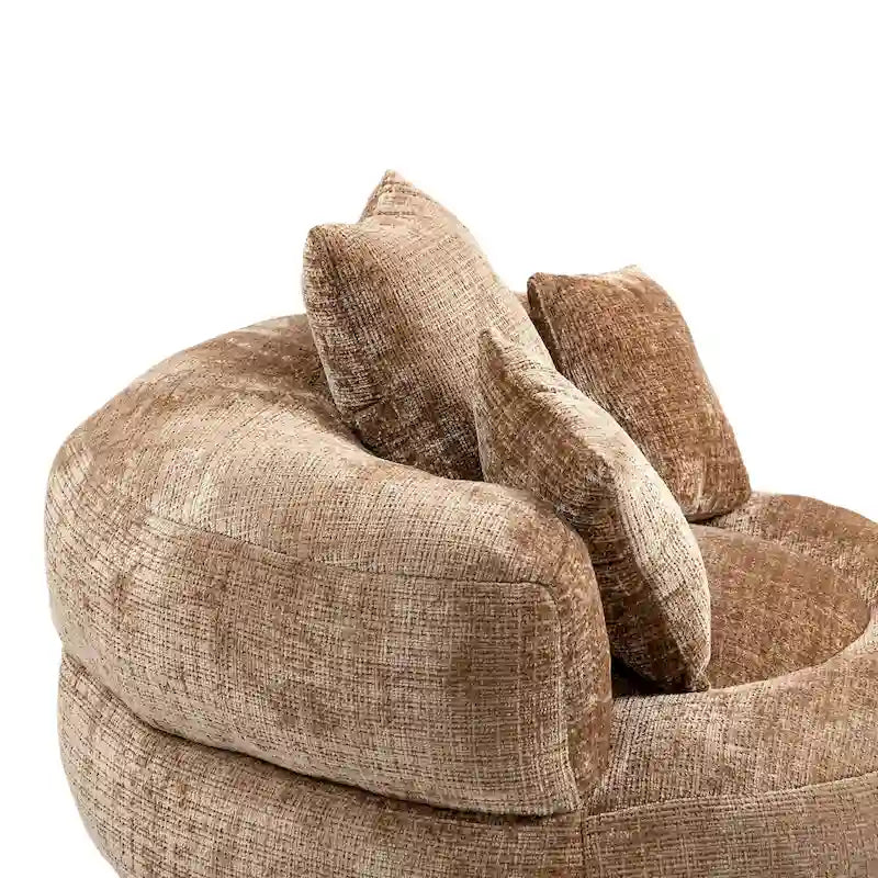Chenille High Back Lazy Sofa with 3 Pillows and Oversized Bean Bag Chair 32