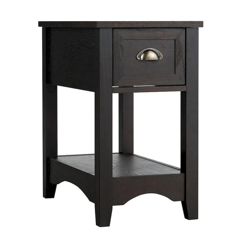 Gymax Set of 2 Contemporary Side End Table Compact Table w/ Drawer - 13  X 22  X 23  (L X W X H) 23