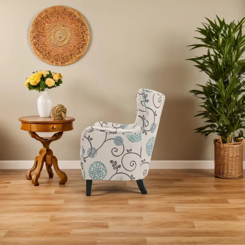 Modern Retro 30.25 High Back Upholstered Arm Chair with Wood Legs for Living Room 15