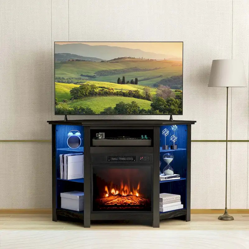 Costway Fireplace TV Stand w/ Led Lights & 18  Electric Fireplace for - See Details 8