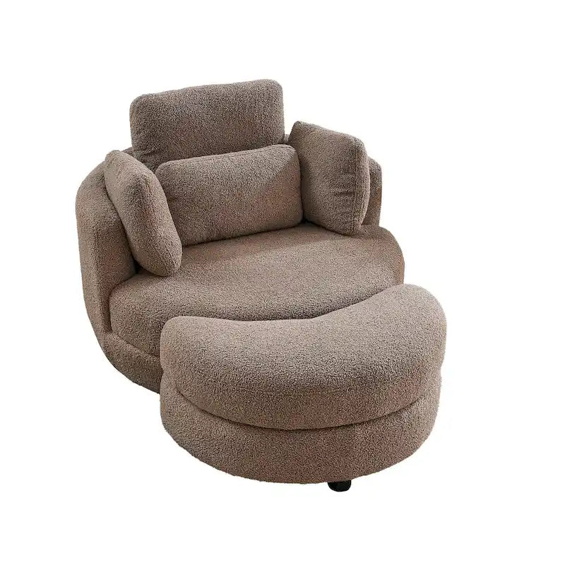 Oversized Swivel Cuddle Barrel Chair with moon storage ottoman 31