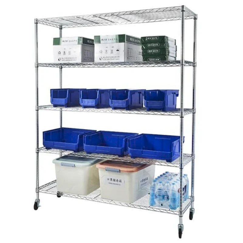 5-Tier Steel Wire Shelving with Wheels - (59.06 x 17.72 x 70.87) 8