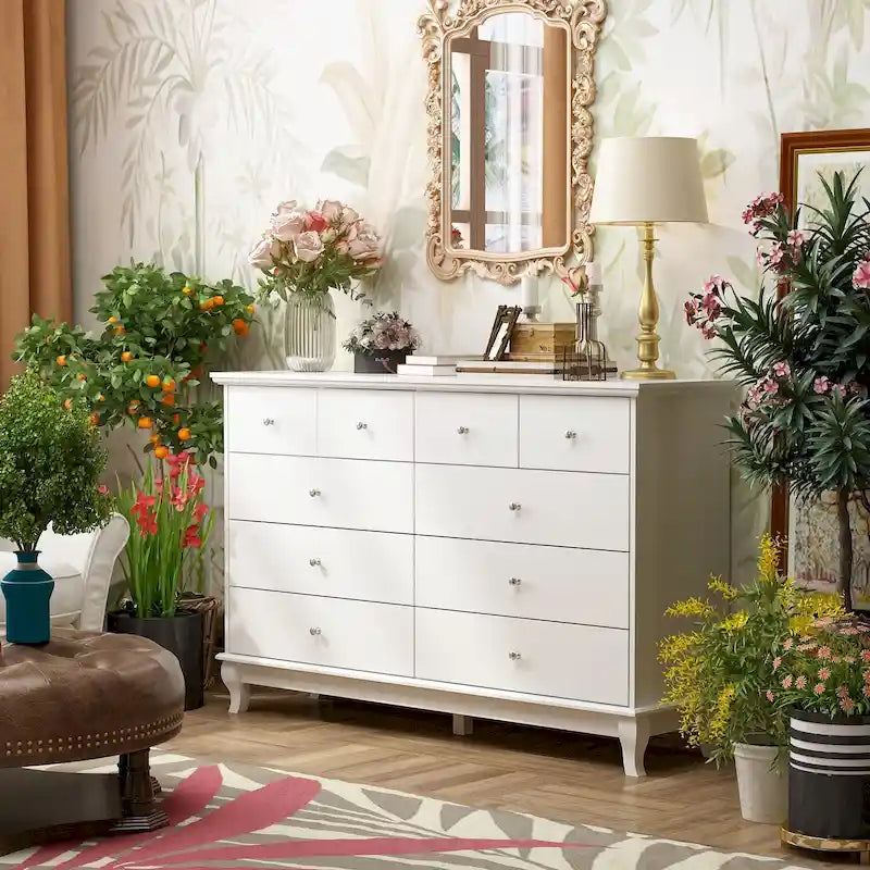 55.1W Lacquer Dresser Long Dresser for Bedroom Chest of Drawers 11