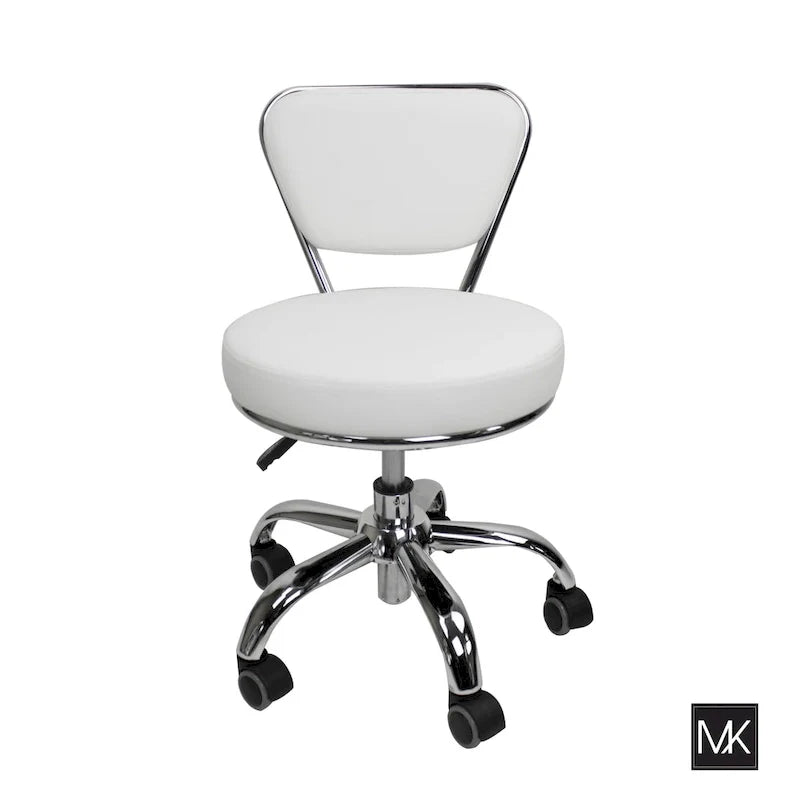 Sgabello basso Dayton con schienale regolabile da 13 a 15, rotelle, bianco - N/A 5