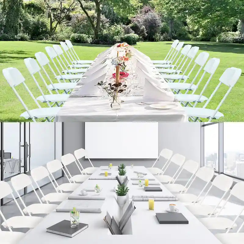10 Pack Plastic Folding Chair 350lb. Capacity for Events Office Wedding Party Picnic Kitchen Dining 9