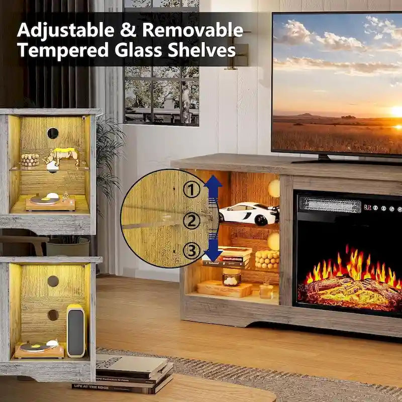 Bossin 58 Fireplace TV Stand with 18 Electric Fireplace,Modern Entertainment Center for 65 TVs,TV Console 40