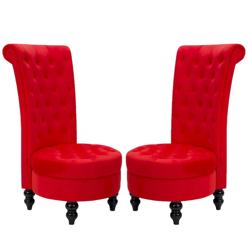 AVAWING Set of 2 Throne Royal Chair Thick Padding and Rubberwood Legs 13