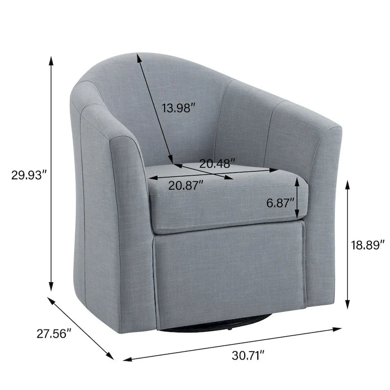 Set of 2 Modern Upholstered Swivel Barrel Chair Living Room Accent Chair 16