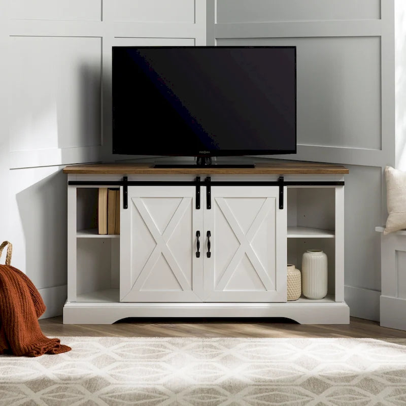 Middlebrook 52-inch Sliding Barn Door Corner TV Stand 29