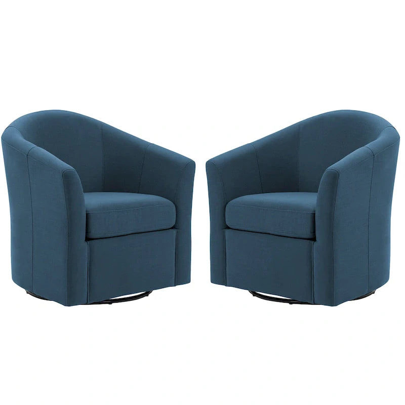 Set of 2 Modern Upholstered Swivel Barrel Chair Living Room Accent Chair 27