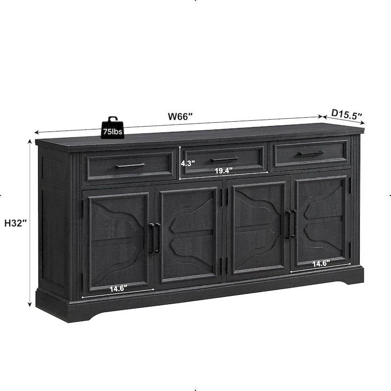 Farmhouse Buffet Sideboard Cabinet,Coffee Bar Wine Bar for Dining Room - N/A 24