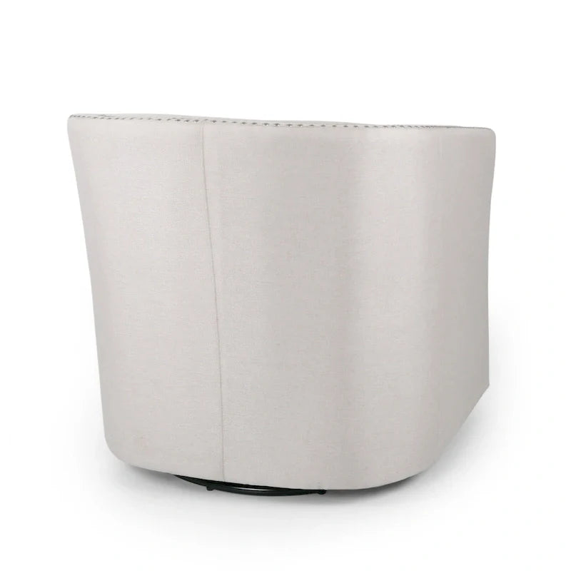 Swivel Accent Chair, Classic Round Barrel Style, Wheat Beige Fabric 4