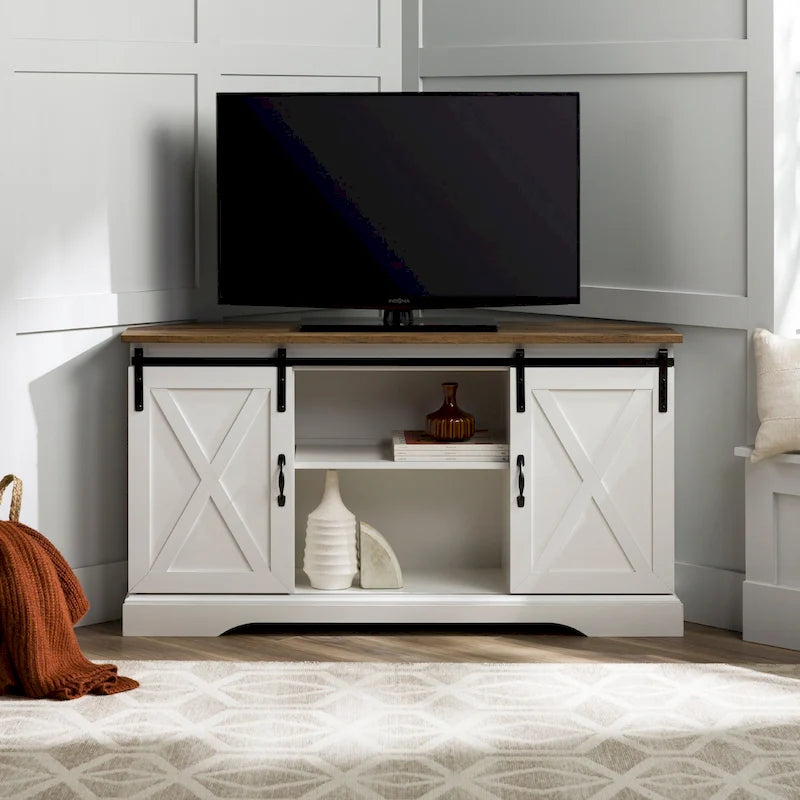 Middlebrook 52-inch Sliding Barn Door Corner TV Stand 4