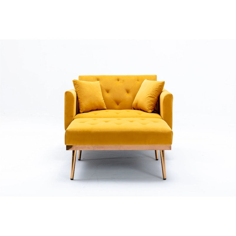 Velvet Upholstered Tufted Living Room Sleeper Sofa Chair With Rose Golden feet 24