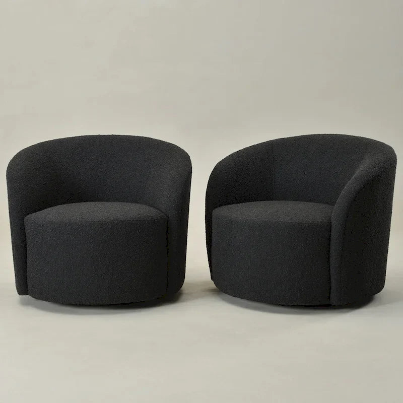 KINWELL 34 Wide Upholstered Swivel Accent Barrel Chair (Set of 2) 22