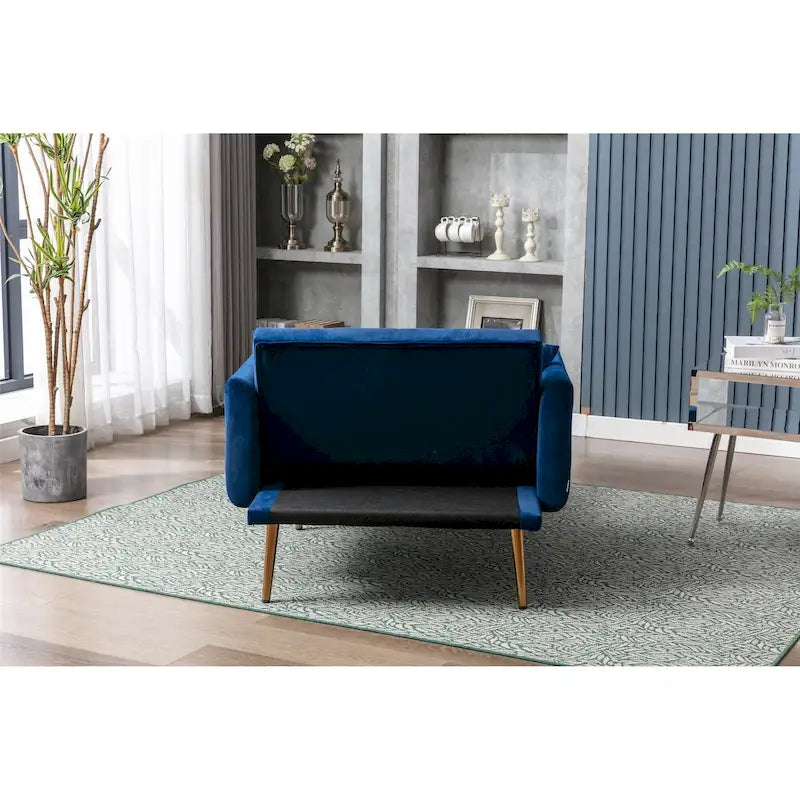 Velvet Upholstered Tufted Living Room Sleeper Sofa Chair With Rose Golden feet 41