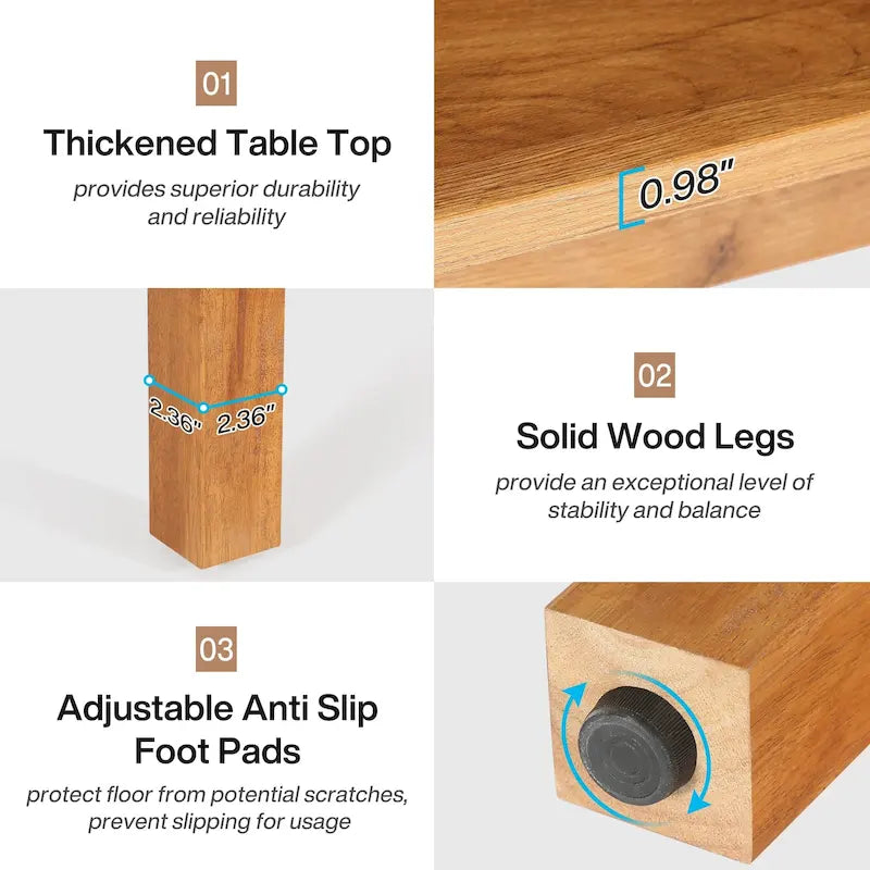 39.4 Inches Square 2-4 People Dining Table with Solid Wood Legs for Living Room Dining Room 9