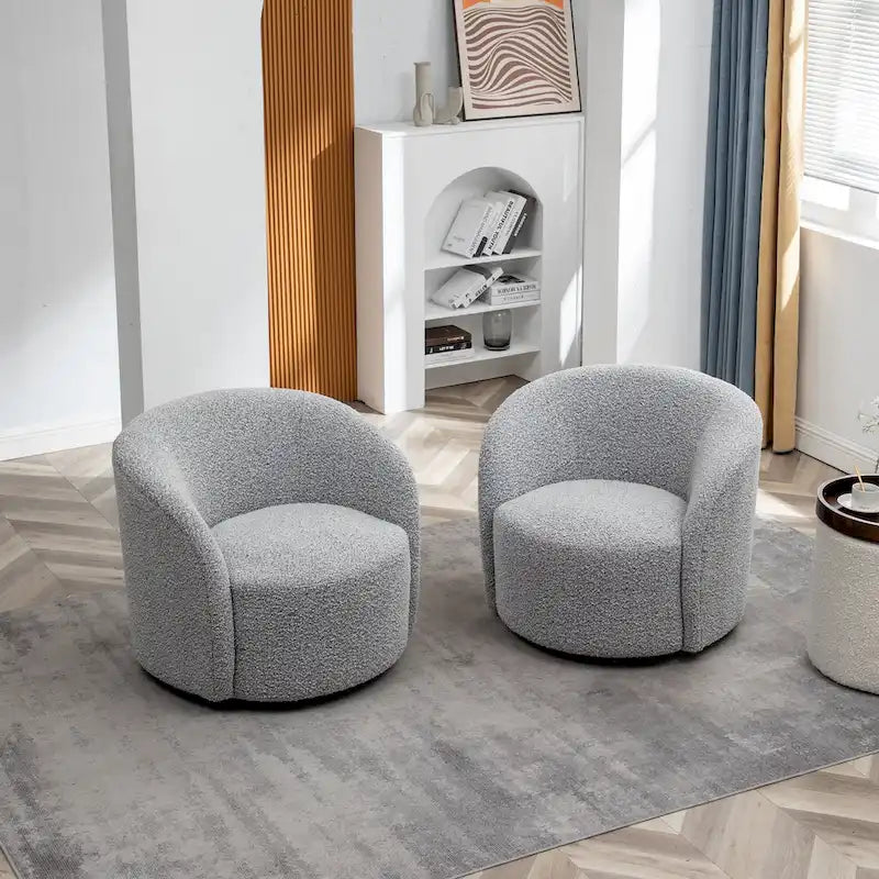 KINWELL 34 Wide Upholstered Swivel Accent Barrel Chair (Set of 2) 39