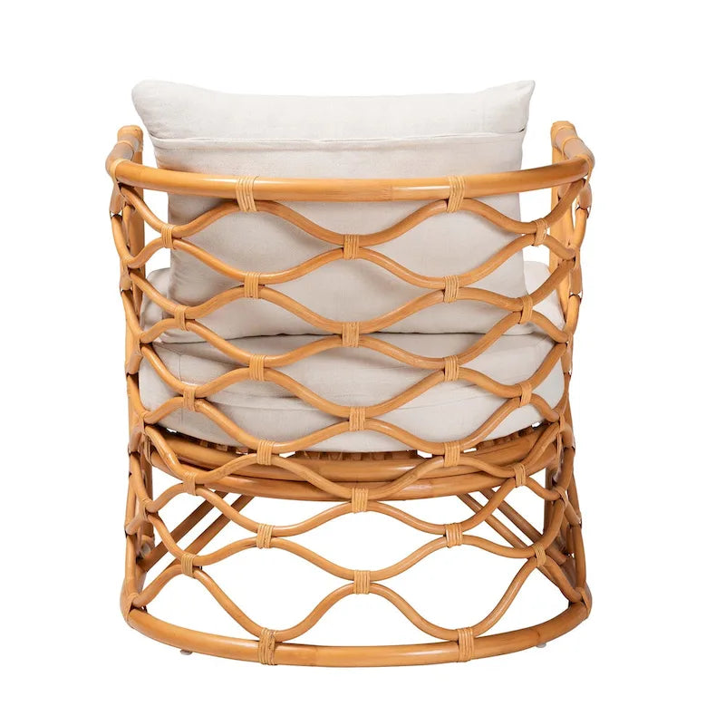 Poltrona Acelynn in Rattan Chiaro Miele Stile Bohemien 6