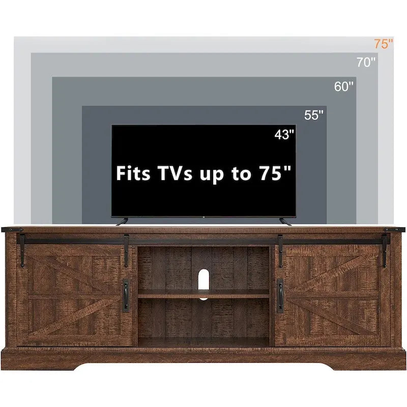 Farmhouse Wood TV Stand, Rustic Entertainment Center, Console Cabinet - n/a 18