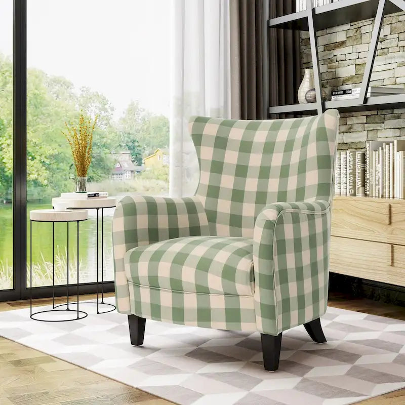 Modern Retro 30.25 High Back Upholstered Arm Chair with Wood Legs for Living Room 10