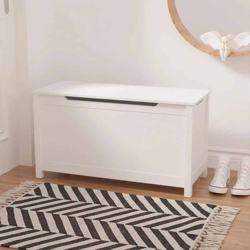 Kids Wooden Toy Box Storage with Safety Hinged Lid for Ages 3+ 17