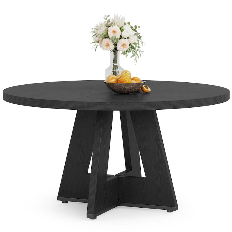 47 Inch Round Dining Table for 4, Wood Farmhouse Dinner Dinning Table for Kitchen Dining Living Room 30