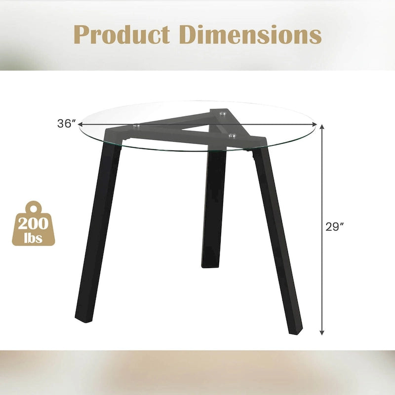Costway 36 Round Glass Dining Table for 4 with Tempered Glass - See Details 20