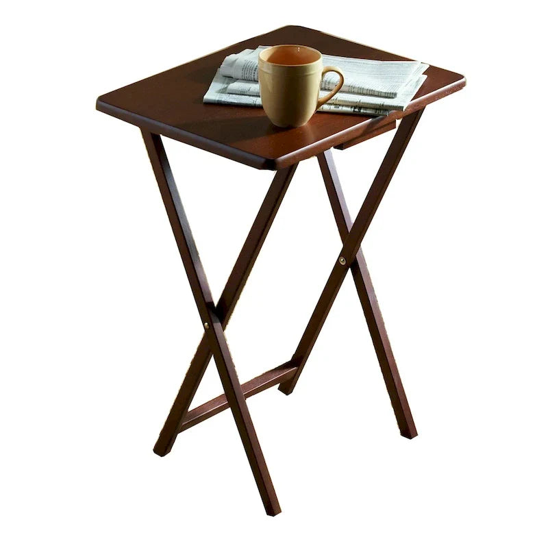 PJ Wood Folding TV Tray Tables with Compact Storage Rack, Espresso, 5 Piece Set - 36.38 11